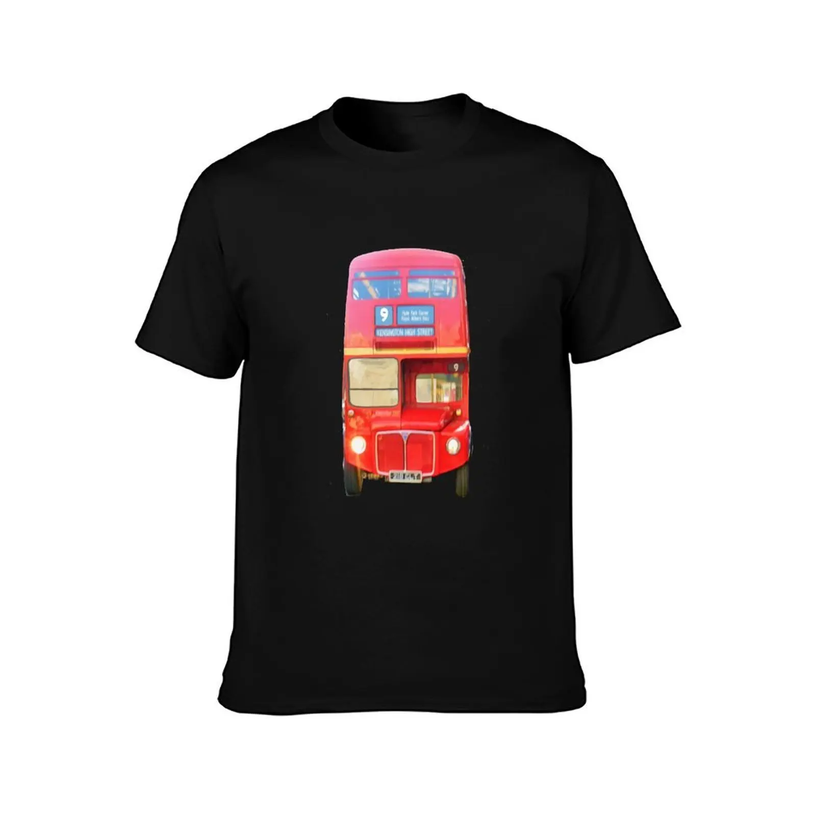 Red London Bus T-Shirt, Summer Casual Cotton Tee, Oversized Streetwear Tops, Vintage Graphic Print, Loose Fit Short Sleeve