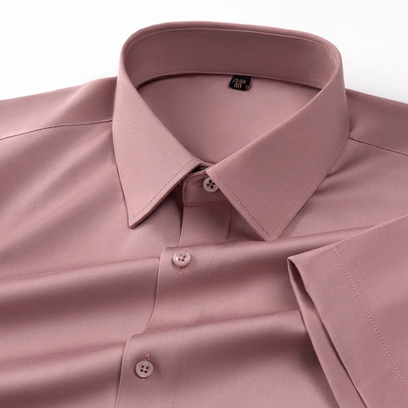 

Men's ort Sve Silk irt Summer f Sve Workwear Casual Sle Pure Color Formal irt Stand Fit Daily Wear