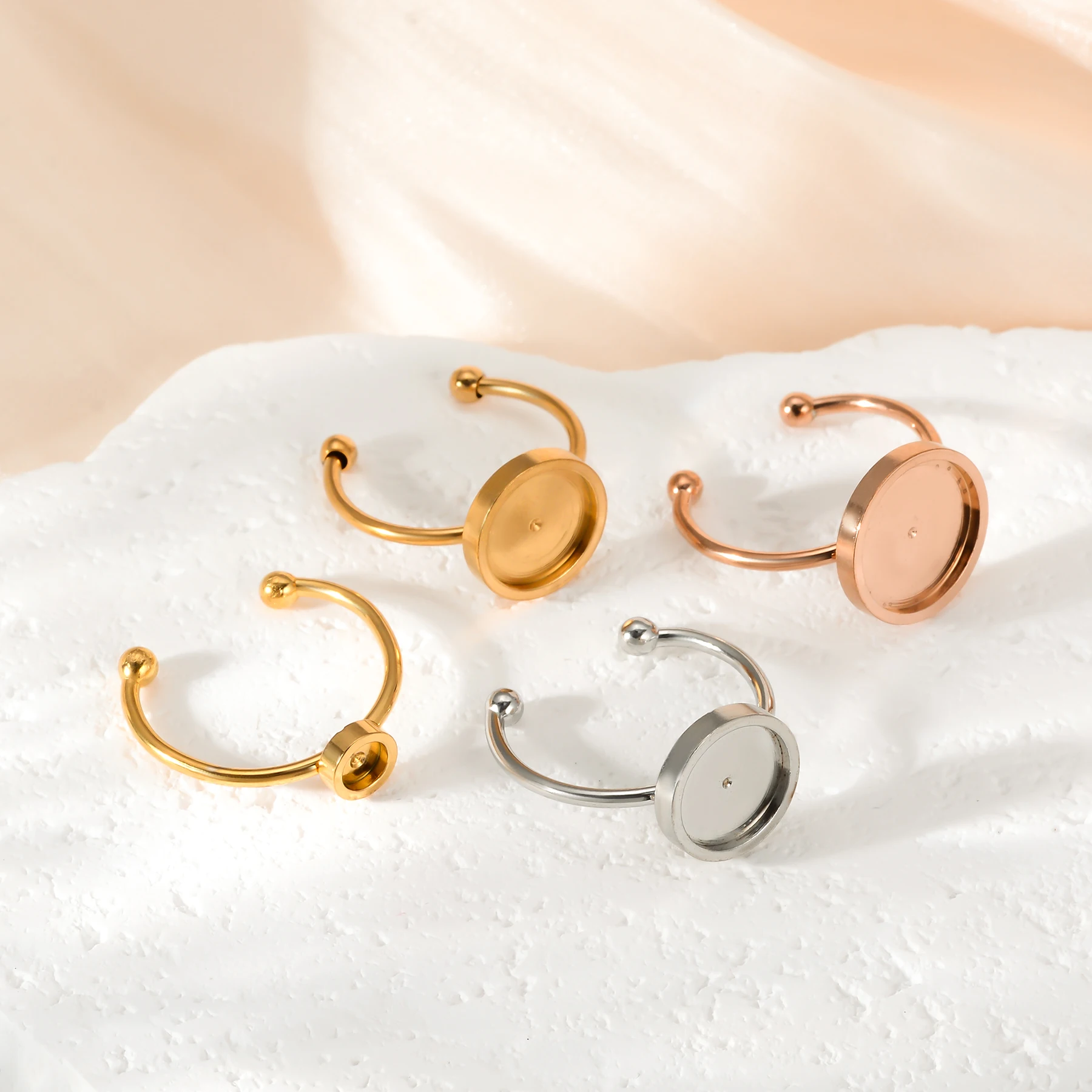 Großhandel 10 Stück Edelstahl Verstellbare Ringfassungen Blanko-Basis 4/6/8/10/12mm DIY Schmuckherstellung Zubehör – Detail 7