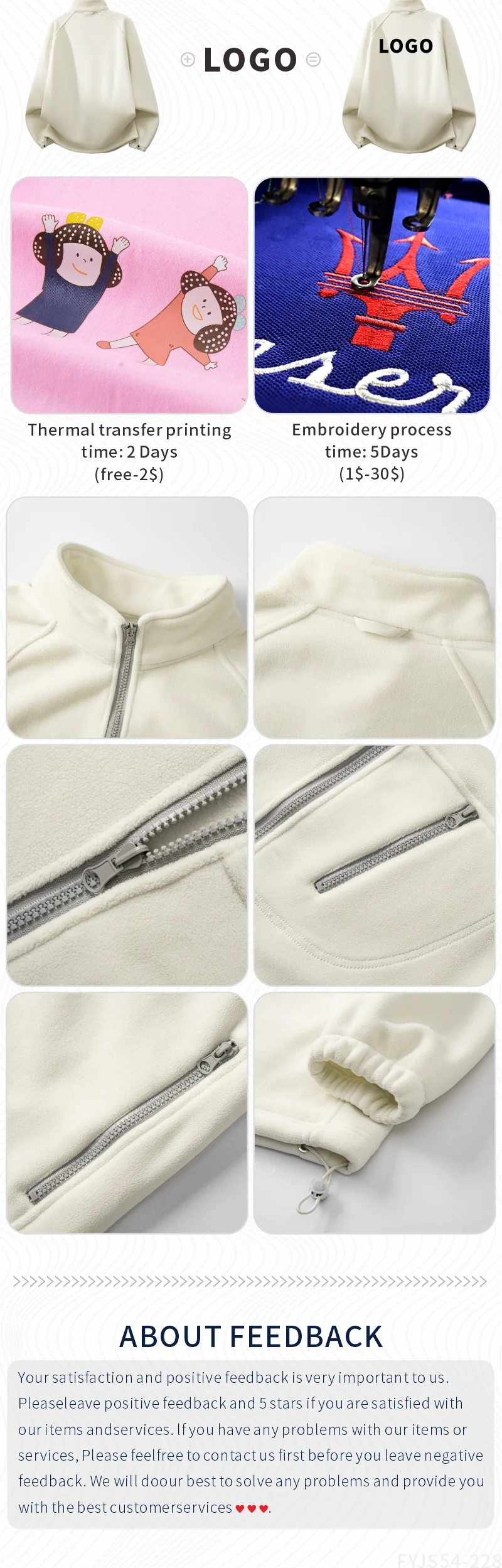 Hochwertige Herbst-Winter-Mäntel für Damen und Herren, Neue Lässige Reißverschluss-Jacken, Fleece-Jacken in Verschiedenen Farben, Anpassbare Stickerei – Detail 6