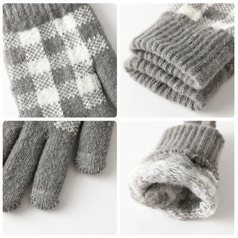 New Winter Gloves Outdoor Knitted Men's and Women's Bicycles  Touch Screen  Student Cold-proof and Warm Gloves