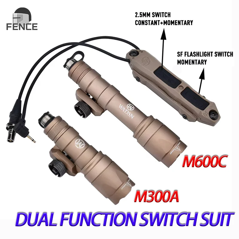 WADSN M300 M600C อาวุธไฟฉายคู่สวิทช์กุญแจยุทธวิธี Augmented สวิทช์ความดัน Airsoft อุปกรณ์เสริม Picatinny Rail