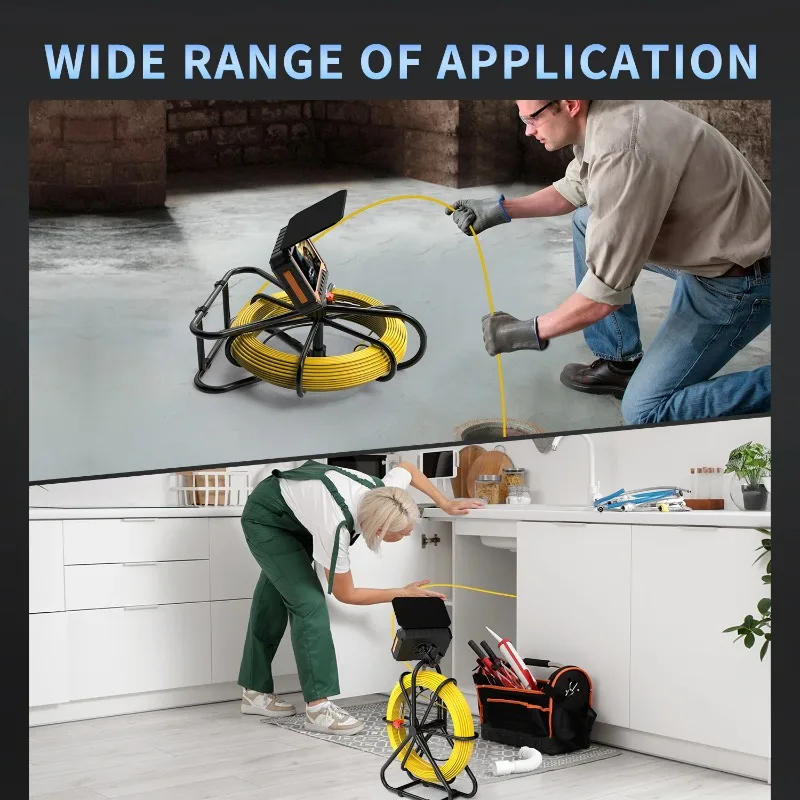 Sewer  23mm HD Sewer Camera  Drain Pipe Inspection Camera 5inch/4.3Inch Screen 50M Endoscope DVR 16GB Card 1080P Camera Pipe