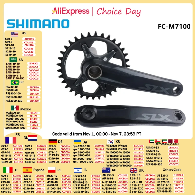 

SHIMANO SLX M7100 M7120 кривошипная система 12S MTB Bike 170 мм 175 мм Звездочка M8100 30T 32T 34T 36-26T BB MT801 BSA PA M7100 кривошипная система