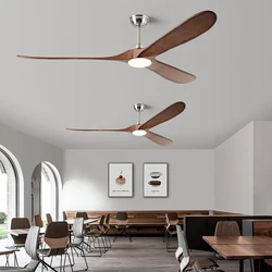 Wood 52 60 inches Ceiling Fans With Lights And Control  For Home Office Lounge Living Room Bedroom Retro Large Ceiling Fan Lamps