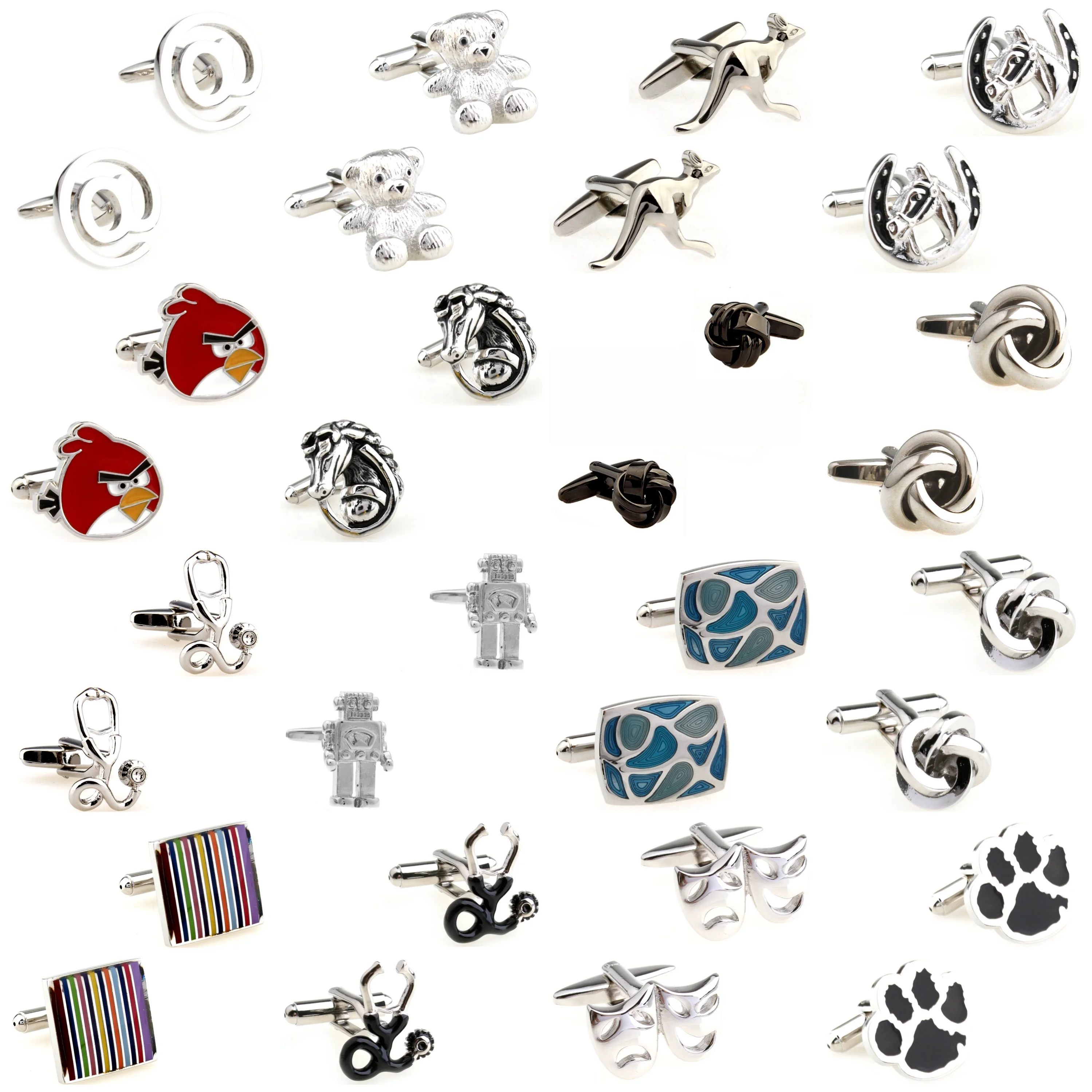 28 Designs Bear Horse Knots Cufflinks Men Enamel Mask Robot Cuff Links 2 Pairs