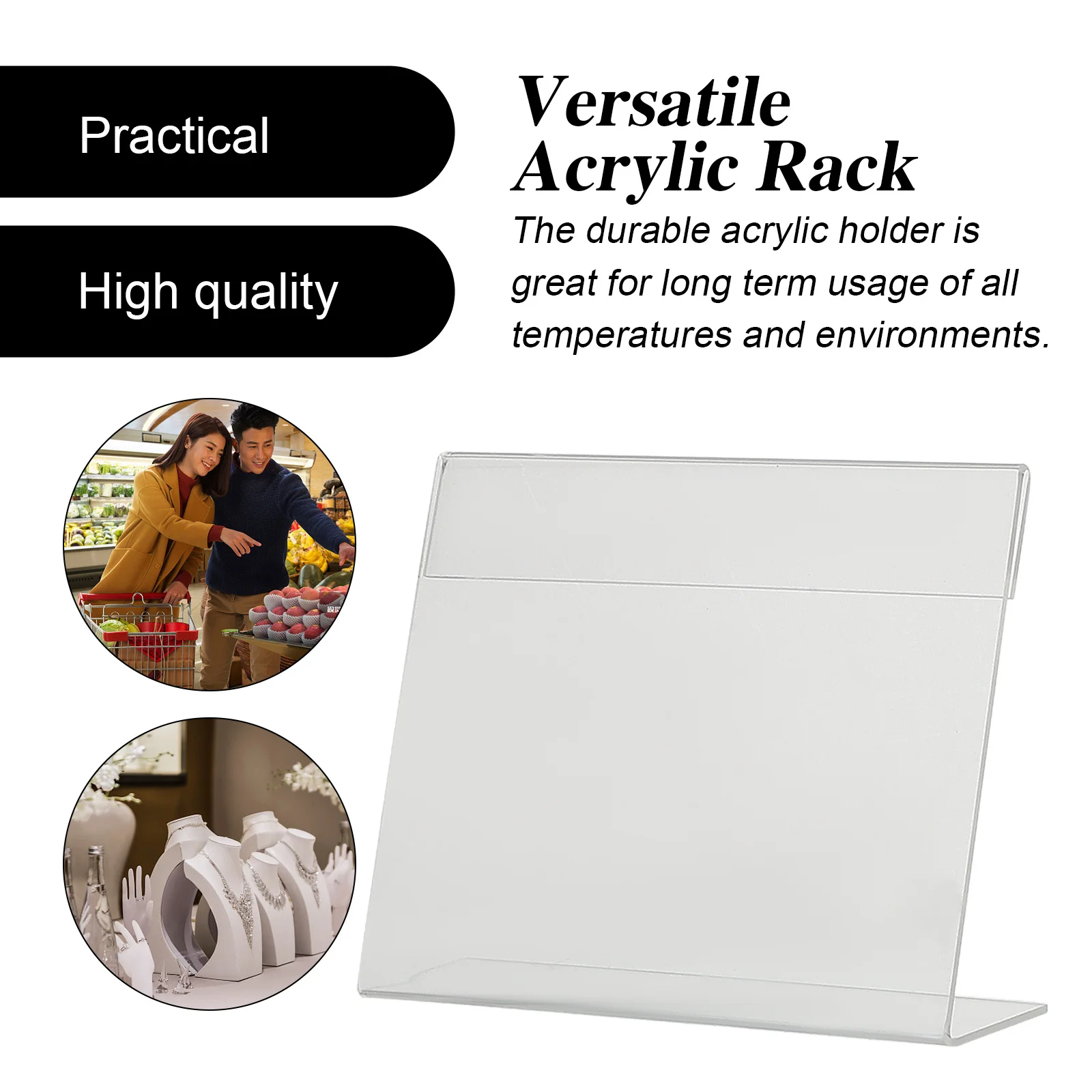 

2pcs Acrylic Price Holder Clear Display Stand For Menus Tags Labels Reusable Clipping Mount No Adhesive Lightweight