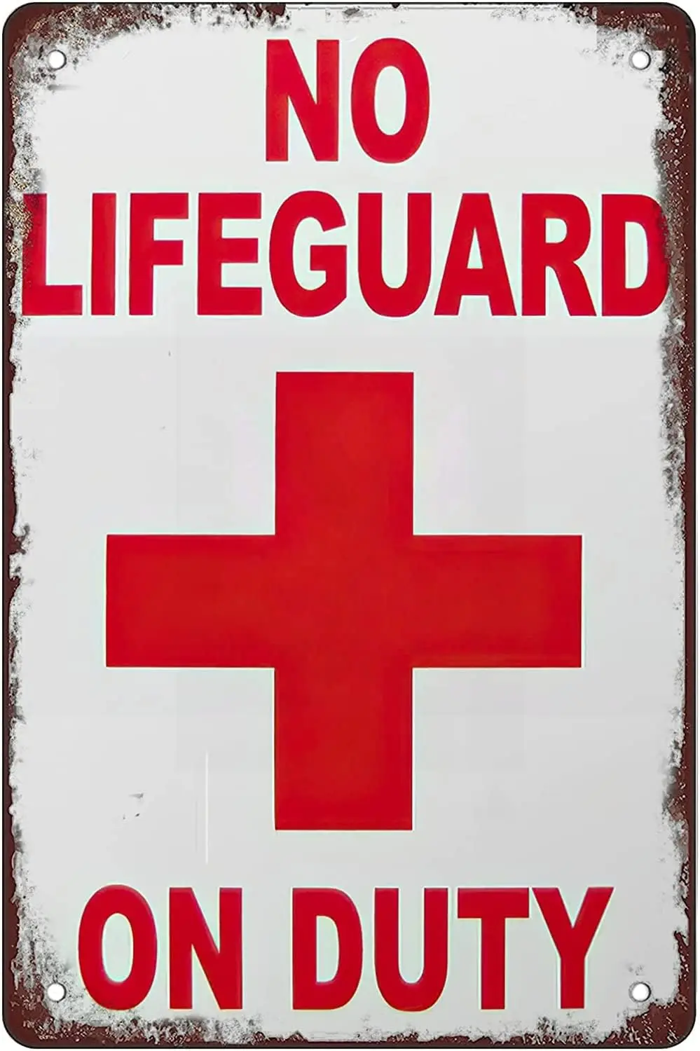 Metal Sign No Lifeguard on Duty,in swimming pool Tin Signs Wall Decor Fun Decoration for Home Kitchen Bar Vintage Retro Plaque P