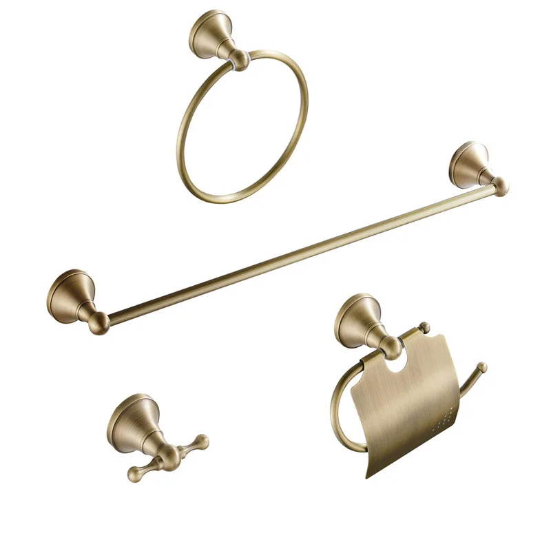 

Brass Four Piece Set Antique Copper Pendant Toilet Paper Holder Towel Ring Horizontal Bar 60cm Clothes Hook Bathroom Hardware