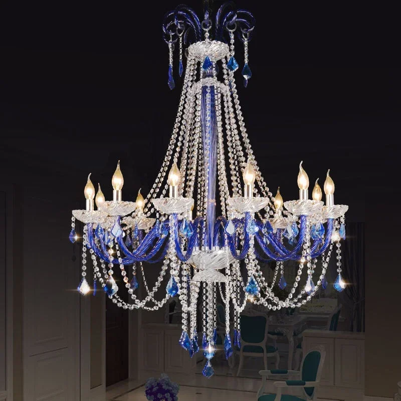 Villa Crystal Chandelier European Luxury  Restaurant  Hotel Duplex Building Beauty Salon Pendent Lamp