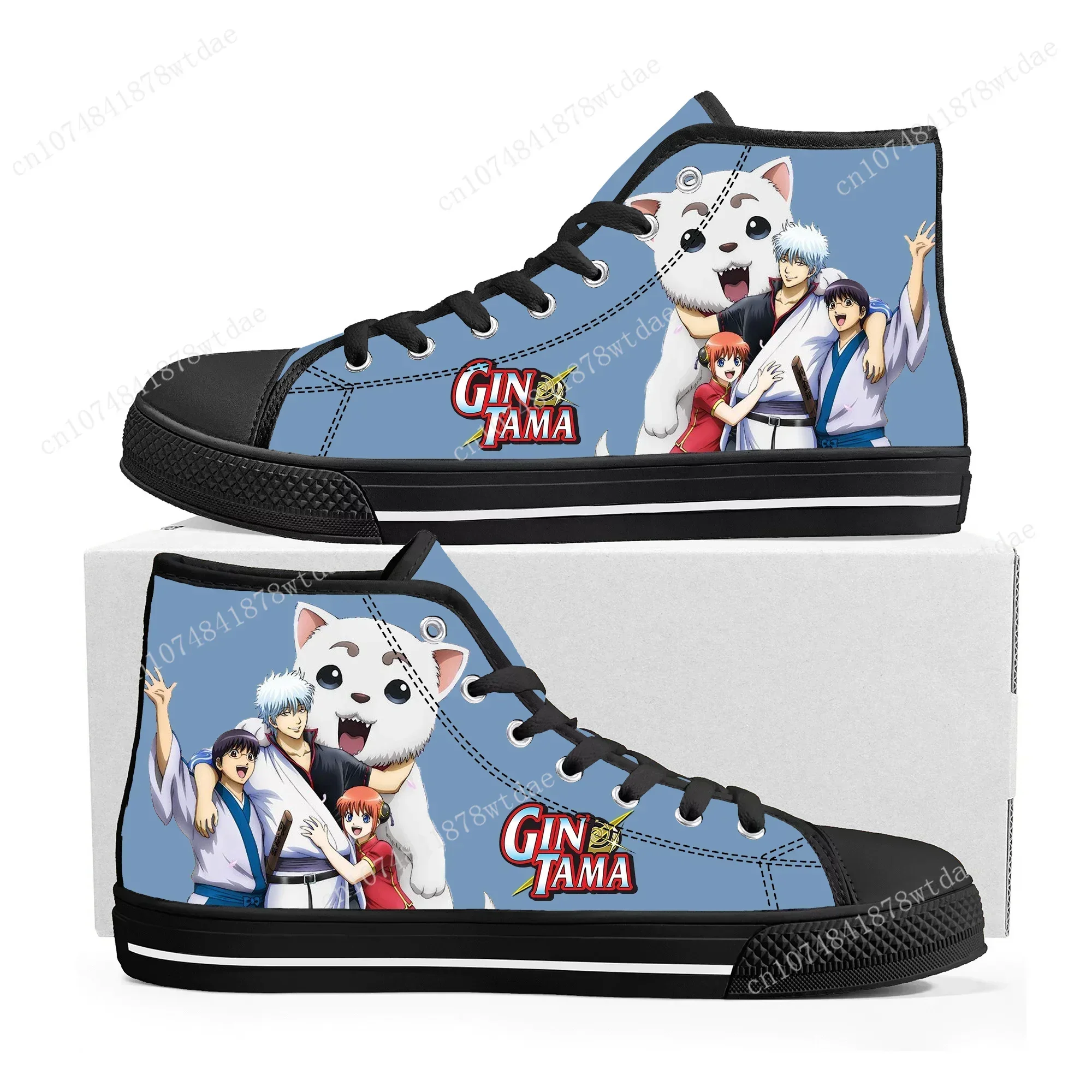 Gintama High Top Sneakers Mens Womens Sakata Gintoki High Quality Canvas Sneaker Anime Cartoon Casual Custom Made Shoes