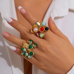 ingemark boho 여자를위한 화려한 크리스탈 오픈 반지 수 결혼 신부 기하학적 금속 너클 반지 매일 보석 액세서리 선물 10 최고의 판매 너클 링 - №7