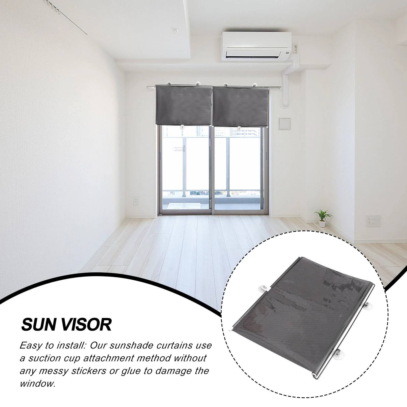 Black Curtains Office Telescopic Bedroom Sun Protection and Blackout Household Roller Blind Decorate Suction Cup Sunshade Baby