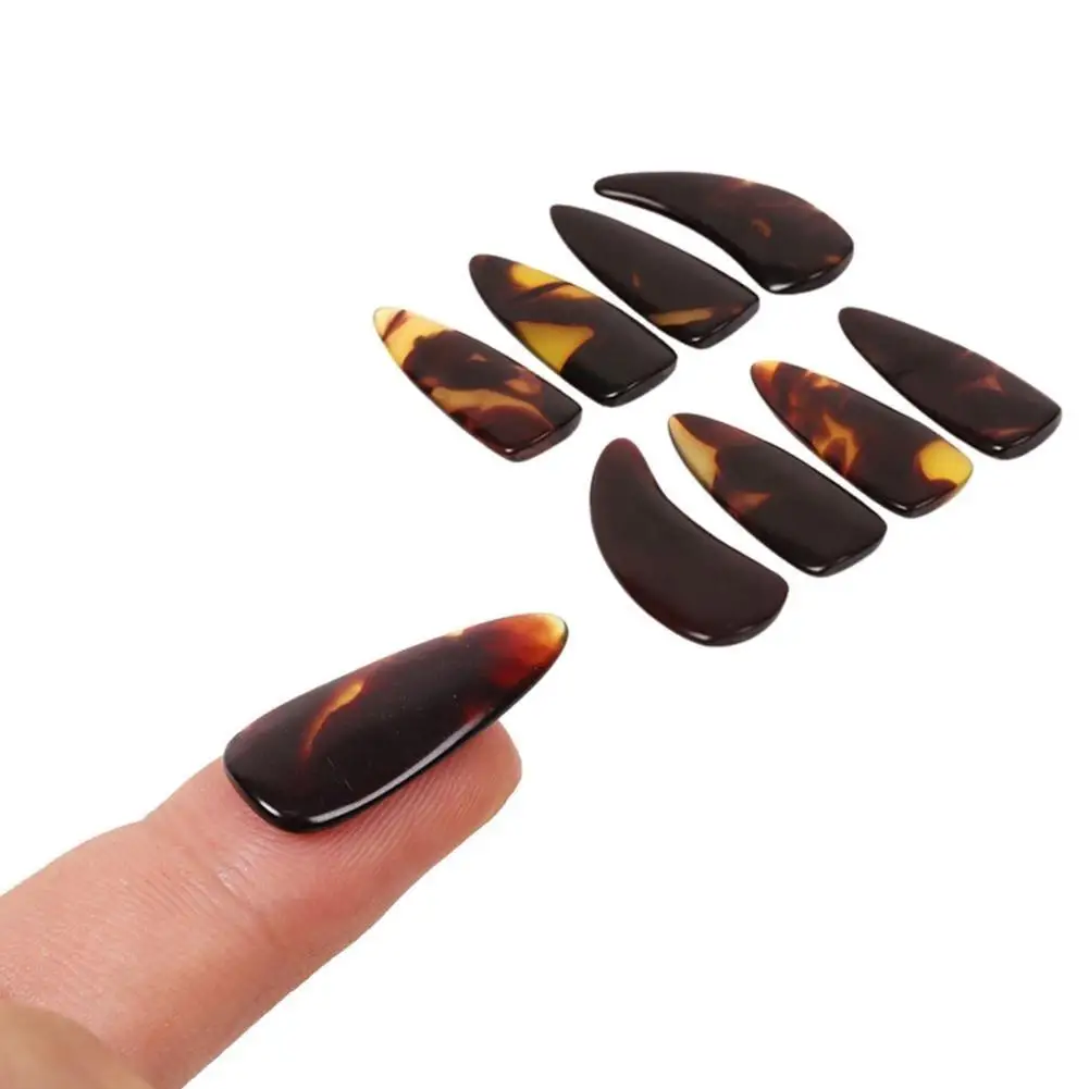 Guzheng-Juego de cubiertas para uñas, 8 piezas, multicolor, para práctica de manicura, novedad