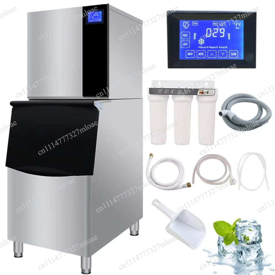 Commercial ice machine 250 kg 300 kg 500 kg, ice making capacity 200 kg, storage 200 kg, suitable for commercial use, stainless
