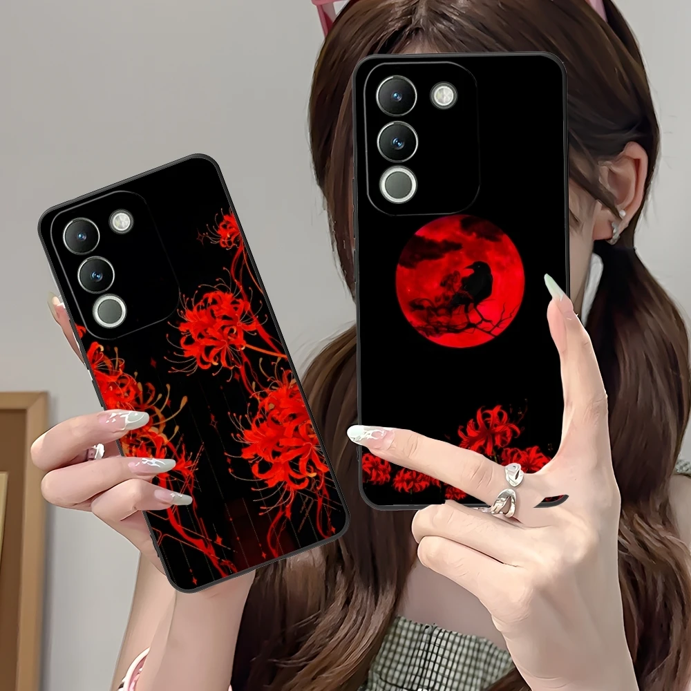 Cool Red Spider Lily Mobile Cell Phone Case for VIVO Y95 Y93 Y31 Y20 V19 V17 V15 Pro X60 NEX Black Soft Phone Cover Shell