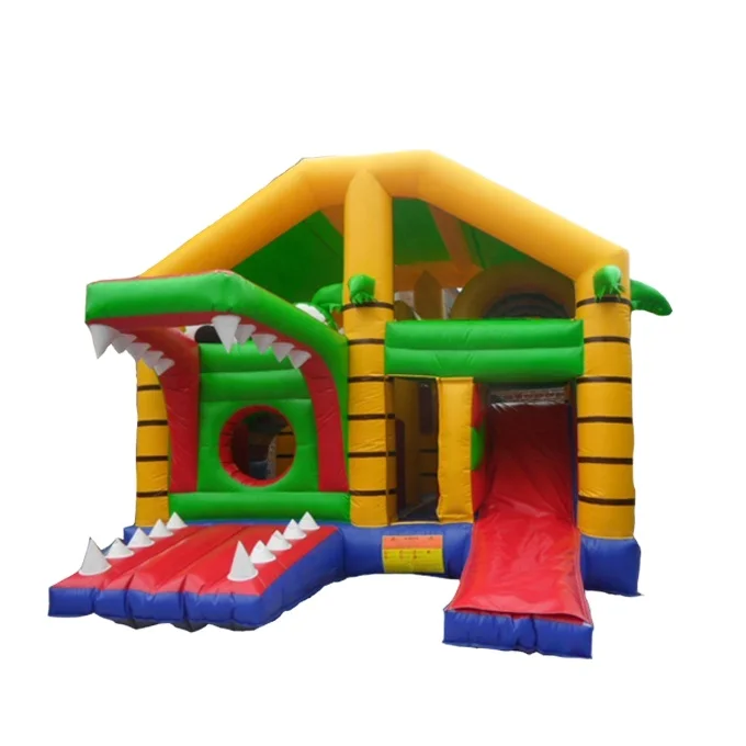 Dinosaur Theme  Inflatable Castle With Dry Slide Beautiful Commercial Inflatable For Sale