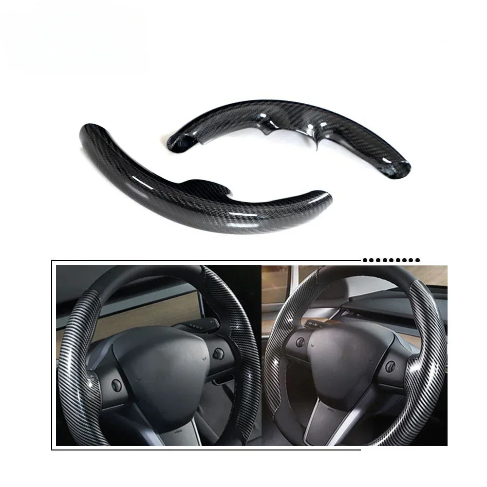 

Dry Carbon Fiber Steering Wheel Covers For Tesl Model