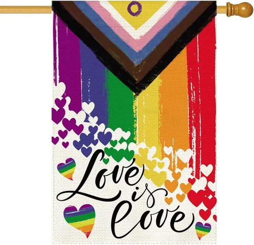 Love Pride House Flag Double Sided 28 X 40 Inch LGBTQ Love Heart Rainbow Progres 744110188523 AAV hhz