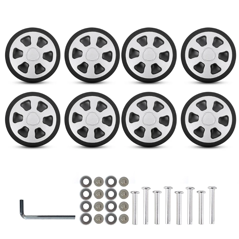 E74B 8Pcs 60x12mm Suitcase Wheels Luggages Double Wheels Swivels Castors Repair Kits Easy to Install for Replacement Luggages