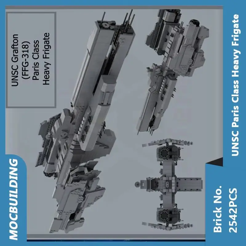 

Строительные блоки MOC UNSC Paris Class, модель тяжелого фрегата, собранные своими руками кирпичи, космическая креативная коллекция, рождественские игрушки, подарки, 2542 шт.