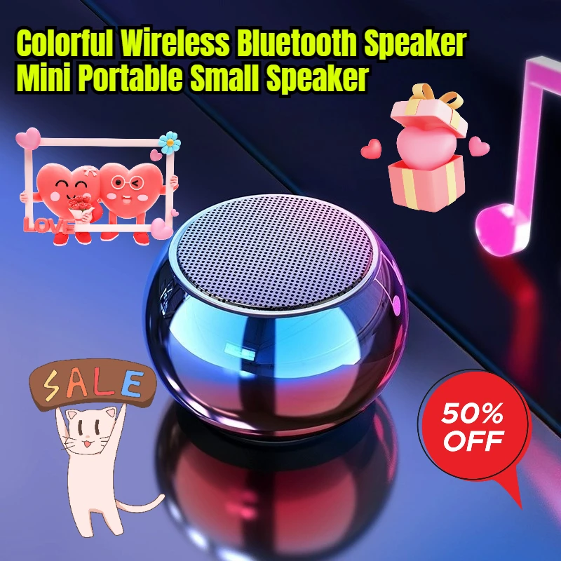

Colorful Wireless Bluetooth Speaker Mini Portable Small Speaker with High Volume Outdoor Mini Subwoofer