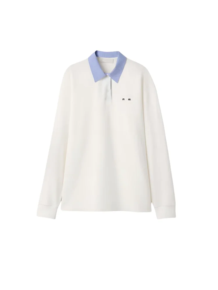 

Spring 2026 Royalty High-End Long Sleeve Shirt Letter Embroidery Color Block Collar Casual Cotton Top Women's Fashion