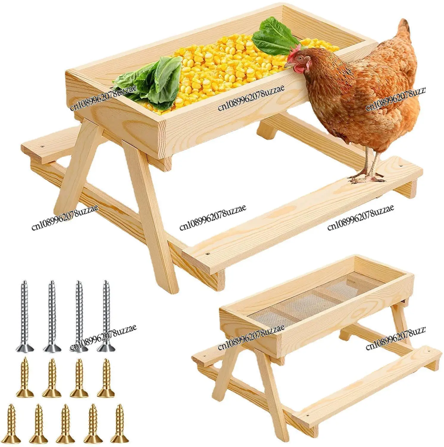 Wooden Chicken Feeder Rooster, Feeding Lawn Chicken Mallard Duck Feeder Wooden Dining Table Feeder