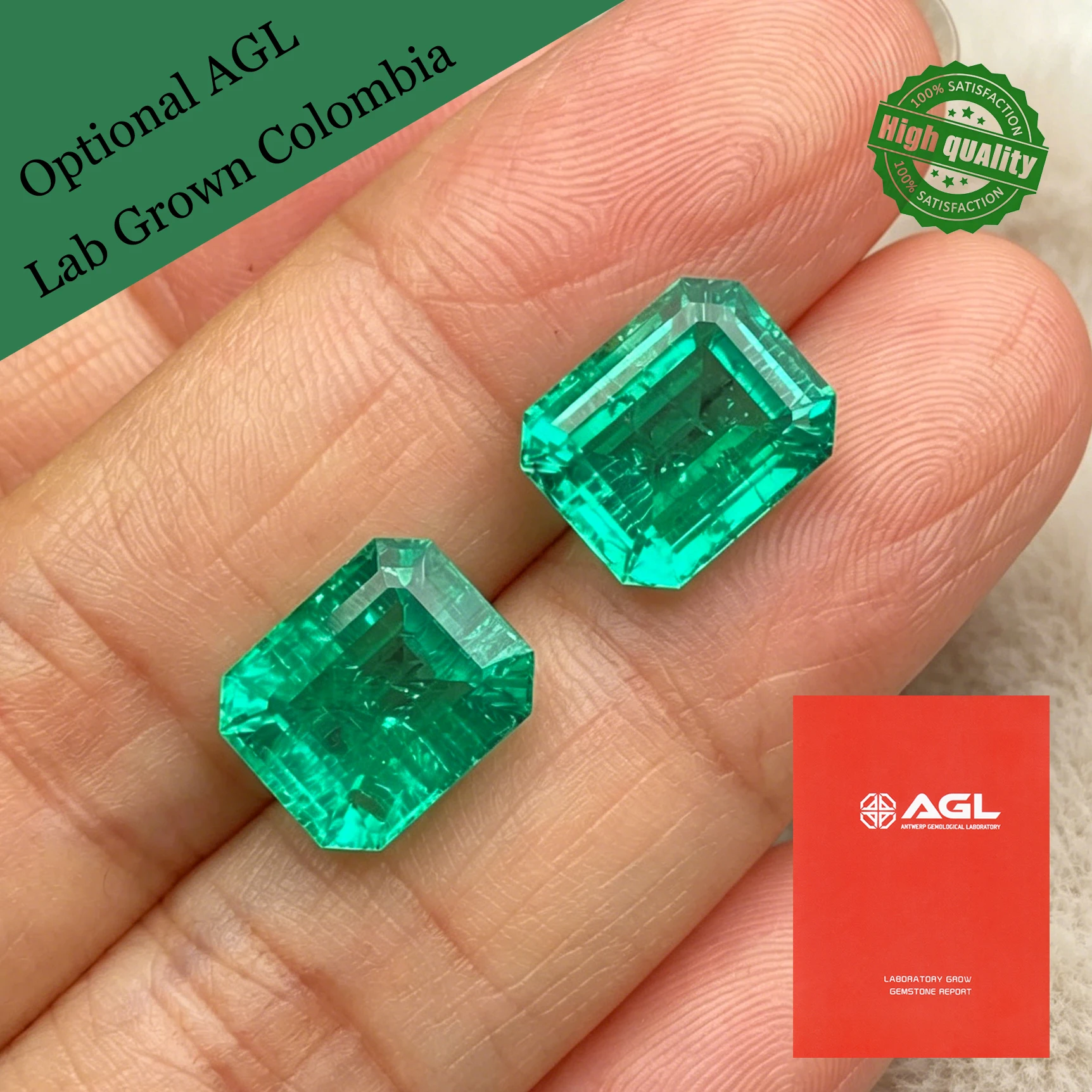 

Top Hand-cut Lab Grown Colombian Emerald Stone Emerald Cut Hydrothermal Diamond Emerald Loose Gemstones select AGL Certificate