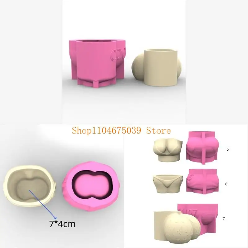 

5asd Sturdy Body Inspired Silicone Flower Pot Mold Cement Pen Holder Crafting Tool