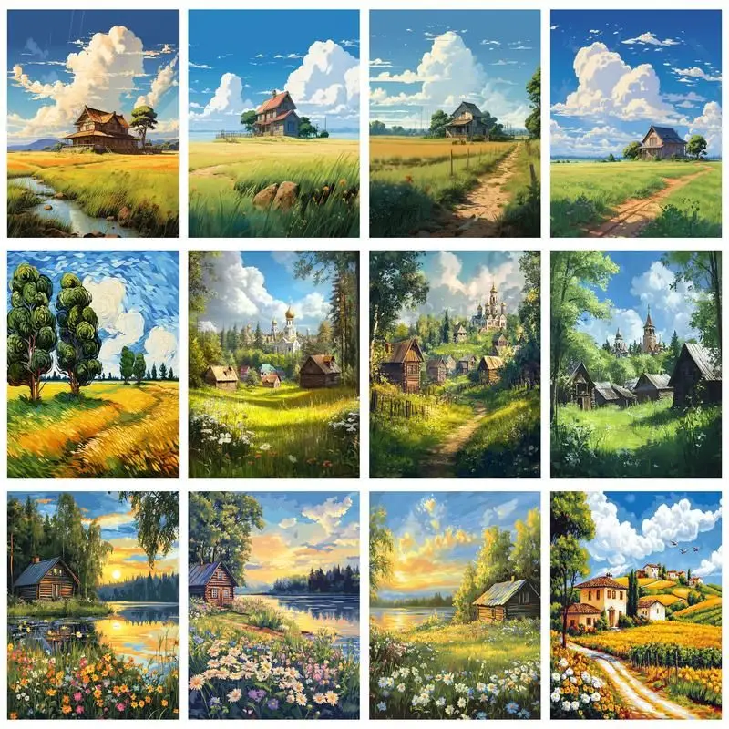 

GATYZTORY Paint By Number Tree Hand Painted Paintings Art Drawing On Canvas Gift DIY Pictures By Numbers Scenery Home Decor