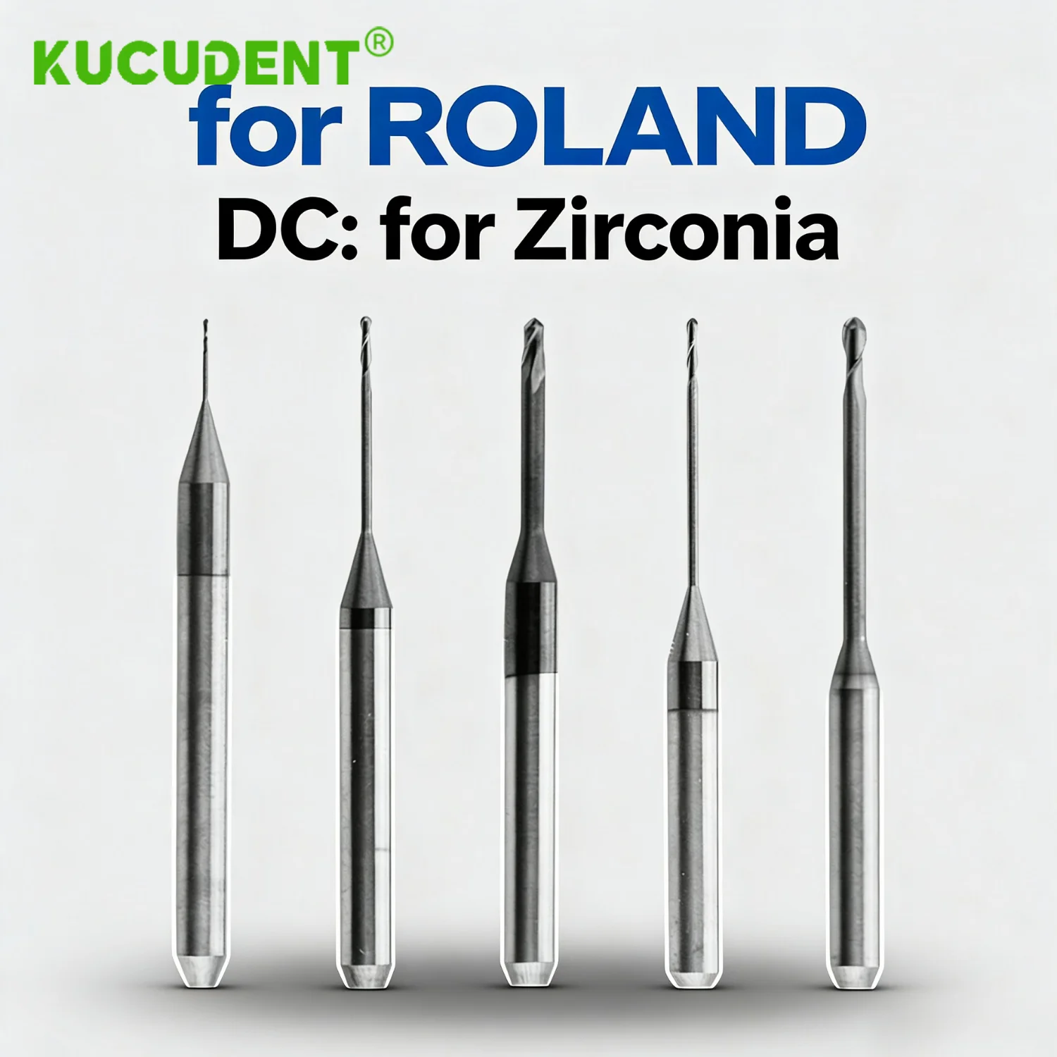 

for Roland Zirconia Milling Burs Dental Lab Cad Cam Cutting Drill DC Coating D4 Shank 0.6 1.0 2.0mm Zirconia Grinding Tool
