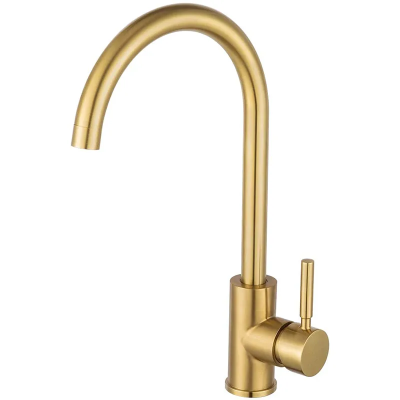 Stainless Steel Gold Kitchen Faucet Brushed Gold Washbasin Basin Mixed Kitchen Hot and Cold Water Faucet