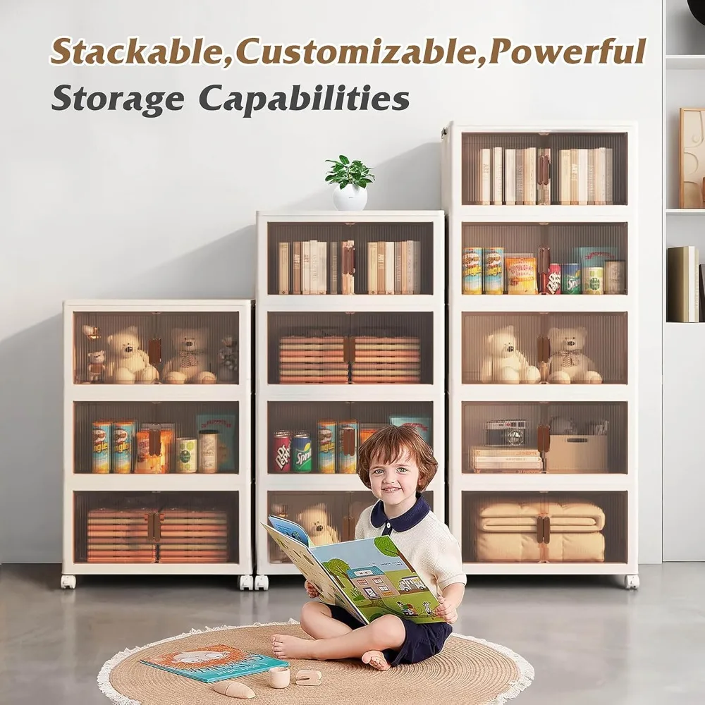 5-Tier Foldable Storage Bins with Lid, 420 Quart, 105 Gallon, 397 Liter Capacity, Ideal for Closet and Storage Solutions