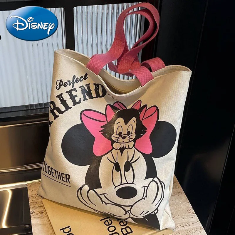 Disney Torba płócienna Kobieta Kreskówka Minnie Wszechstronna torba na ramię Książka o dużej pojemności Trzymająca torebkę do pracy w klasie