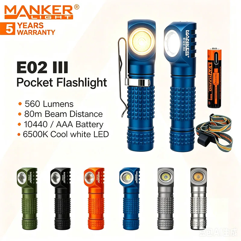 manker-e02-iii-edc-pocket-flashlight-560-lumen-6500k-cool-white-magnetic-tail-10440-battery-powered-with-10-lighting-modes-blue