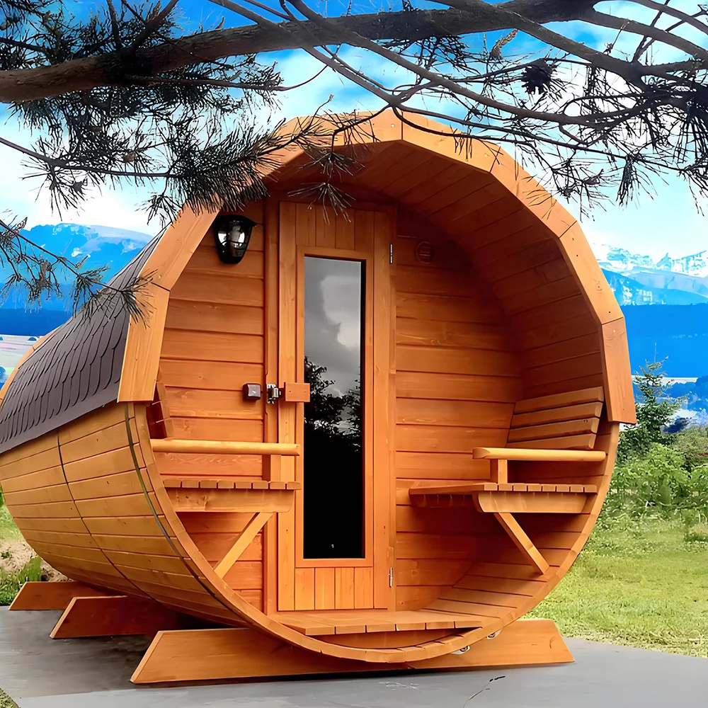 Premium Red Cedar Modern Electric Outdoor Sauna Room for Villa Use with Quick Relaxation and Wellness Features