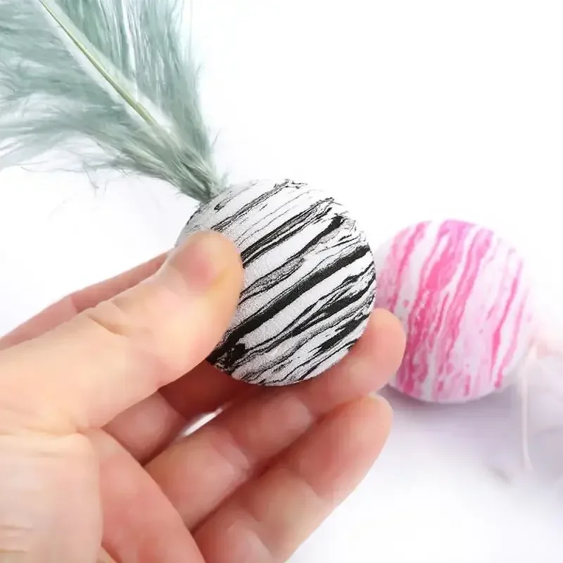 Cat Toy Ball Feather Funny Cat Toy Star Ball Plus Feather Foam Ball Throwing Toys Interactive Plush Toys Pet Supplies Toy