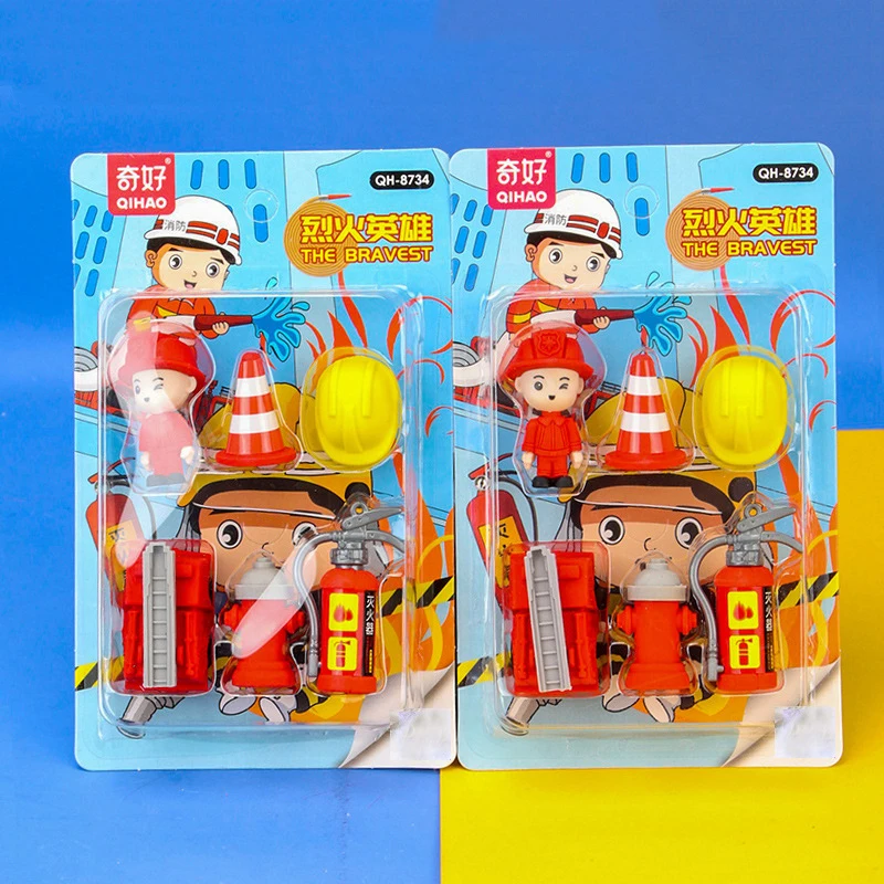 Fun Firefighter Simulation Firefighting Tools Eraser 3D Three-dimensional Eraser Set Student Supplies Children's Toys Gifts