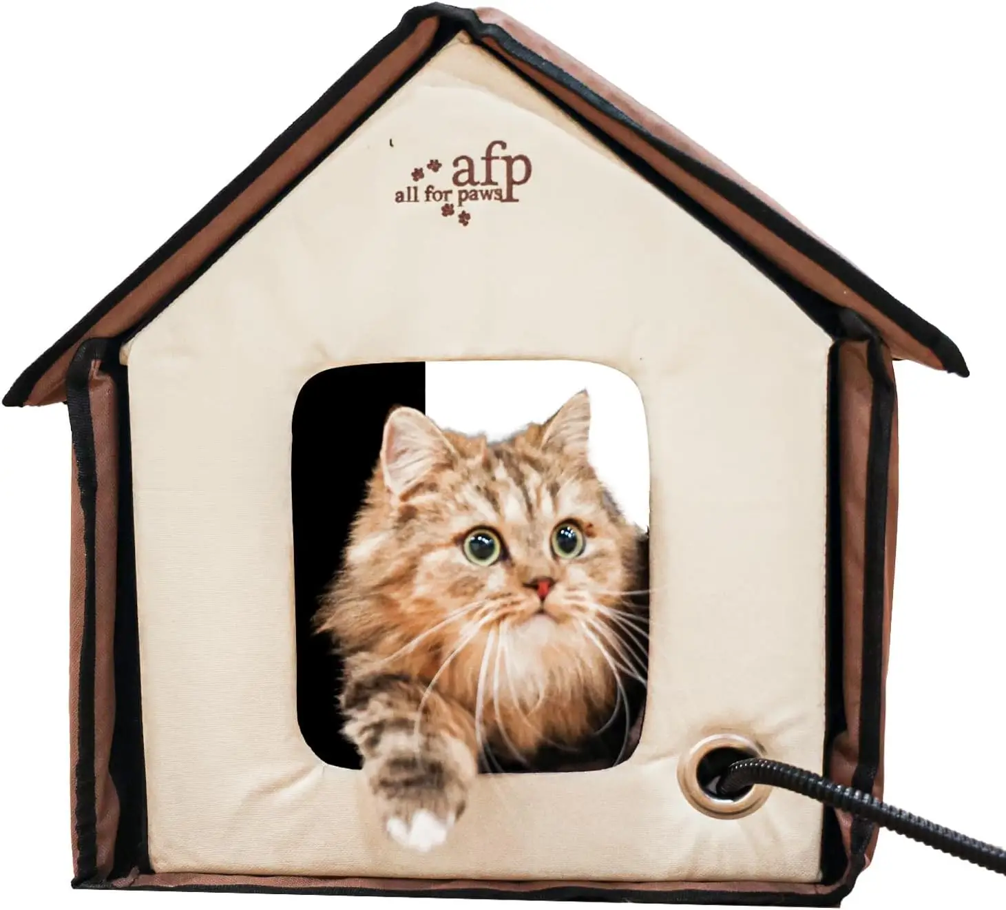 

AFP Durable Weatherproof Washable Thermo Kitty Home With Heating Pad Indoor Cozy Warm Heated Luxury Cat House For Winter Resting