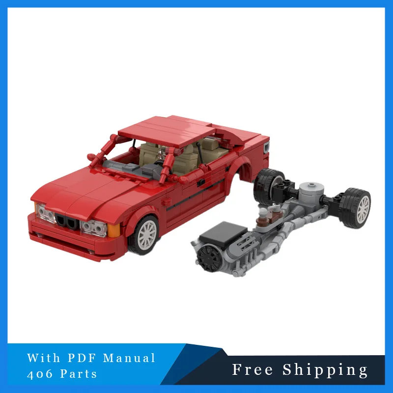 406 قطعة من طوب السيارات الرياضية عالي السرعة باللون الأحمر للمدينة   مجموعة ألعاب تجميع DIY لبنات البناء الإبداعية للأطفال هدية رائعة لعيد الميلاد #3