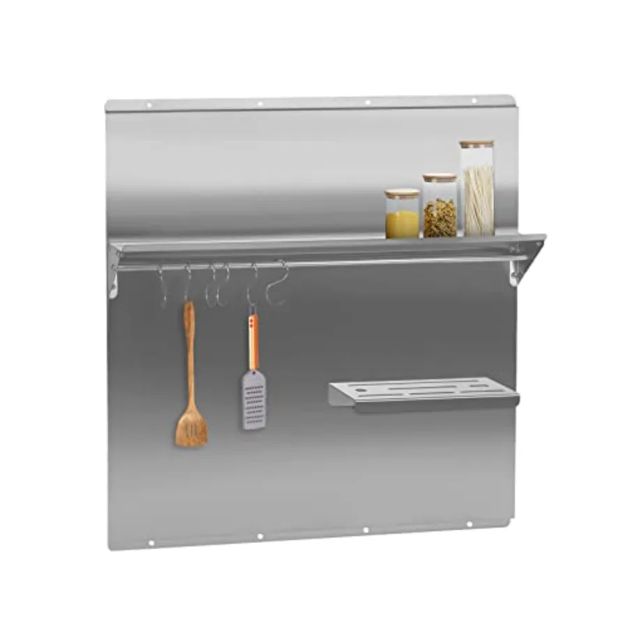 

30,7-дюймовый настенный щиток из нержавеющей стали для плиты, кухонная вытяжка, защитная панель со встроенной полкой для хранения