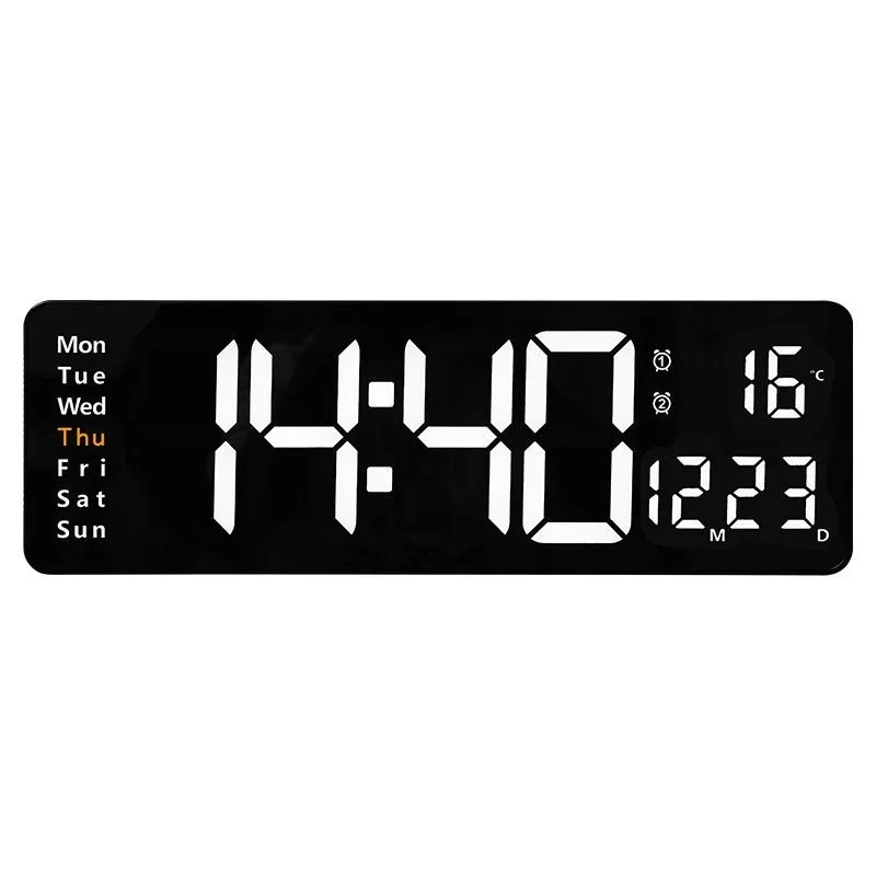 

Simple large screen LED time wall clock living room home multi-function high-end wall clock plug-in