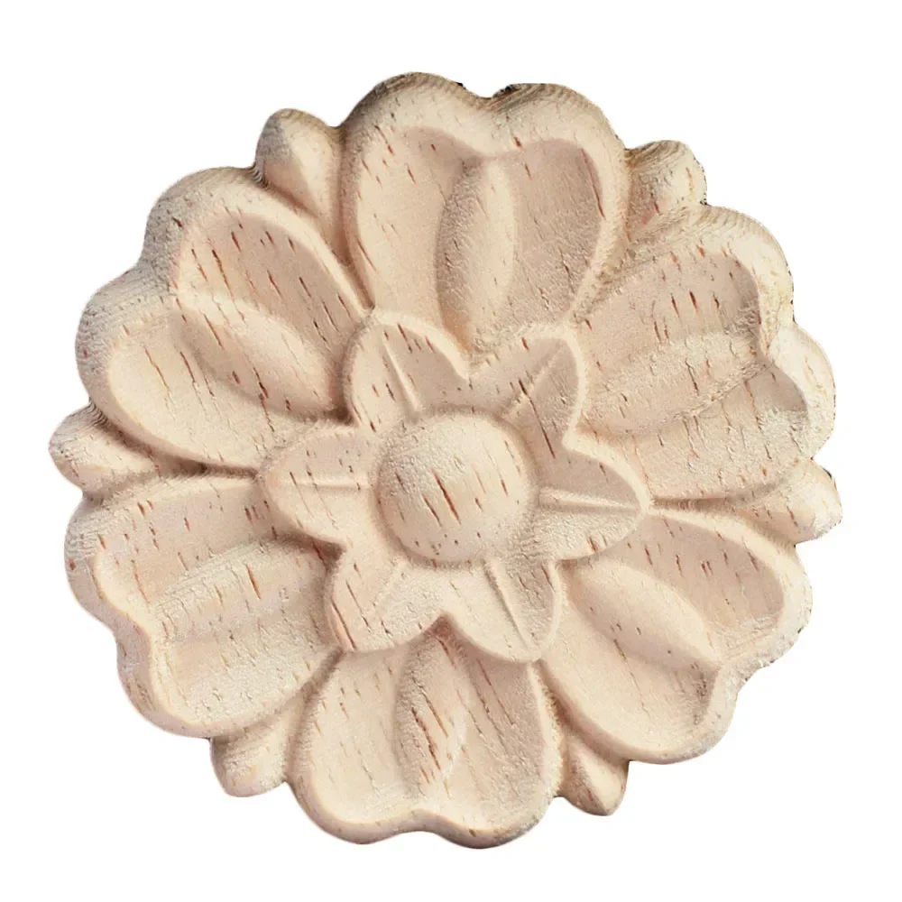 10PCS 5.6cm Unpainted Wood Carved Decal Corner Applique Frame Home Furniture Wall Cabinet Door Decorative Wooden Miniature Craft