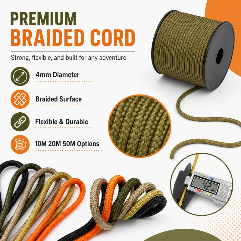 Corda Paracord 550 de 4mm, 30/ - Outdoor Camping Extension Cord avaliação e preço