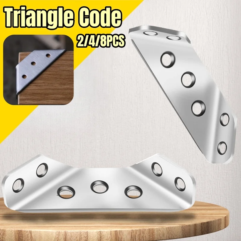 4/8/12PCS Furniture Triangle Corner Connector Stainless Steel Corner Bracket with Screws Heavy Duty Angle Frame Wooden Bracket