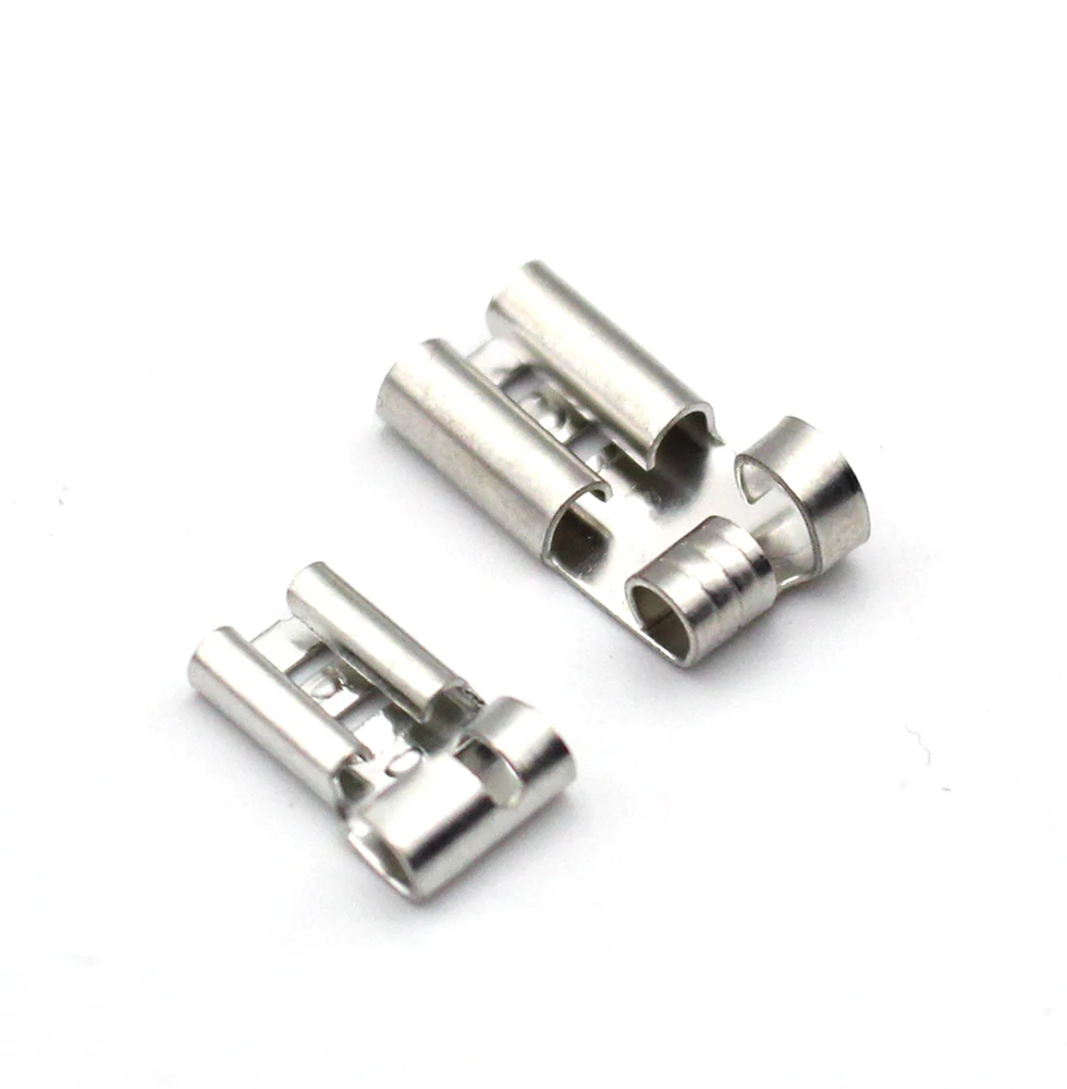 DJD031-2 Brass Crimp Terminal Female Spade Connector Bend Angle Car Socket Pins 4.8mm/6.3mm plug-in terminal connector