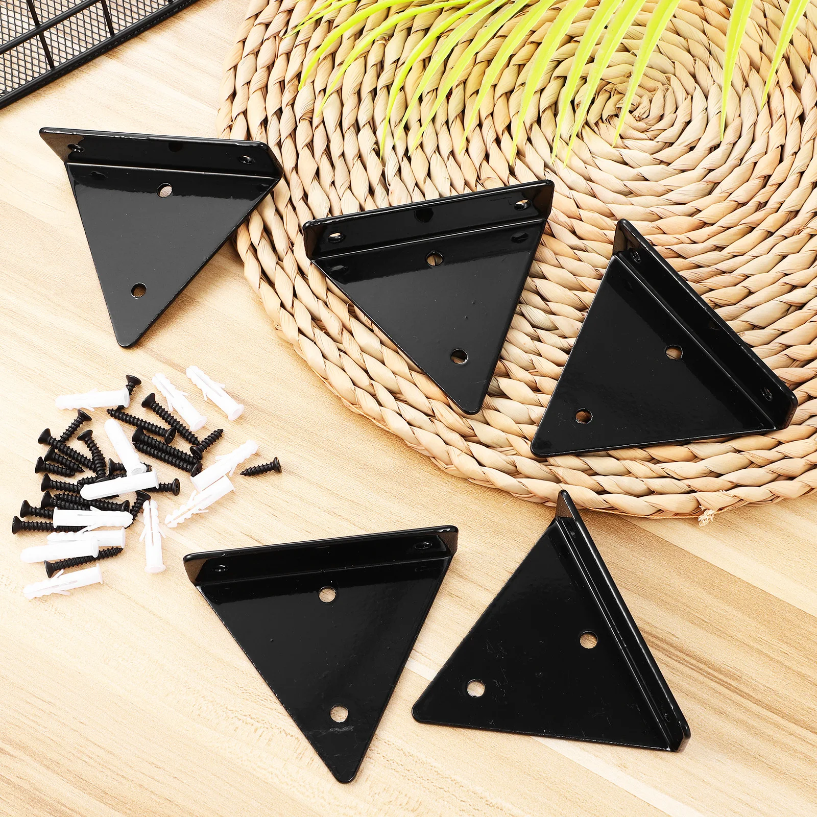 

6pcs Floating Hidden Mount Metal Support Strong Iron Supports Sturdy Triangular Mounted Space Saving Simple Installation Shelf