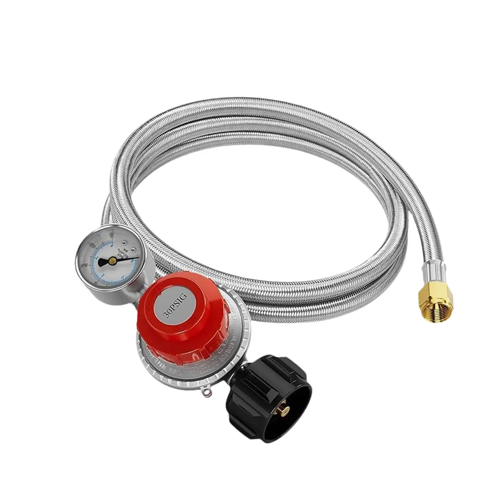 High Pressure Propane Regulator Professional High Performance Braided Propane Hose 0-30 PSI with Gauge/indicator for Burner