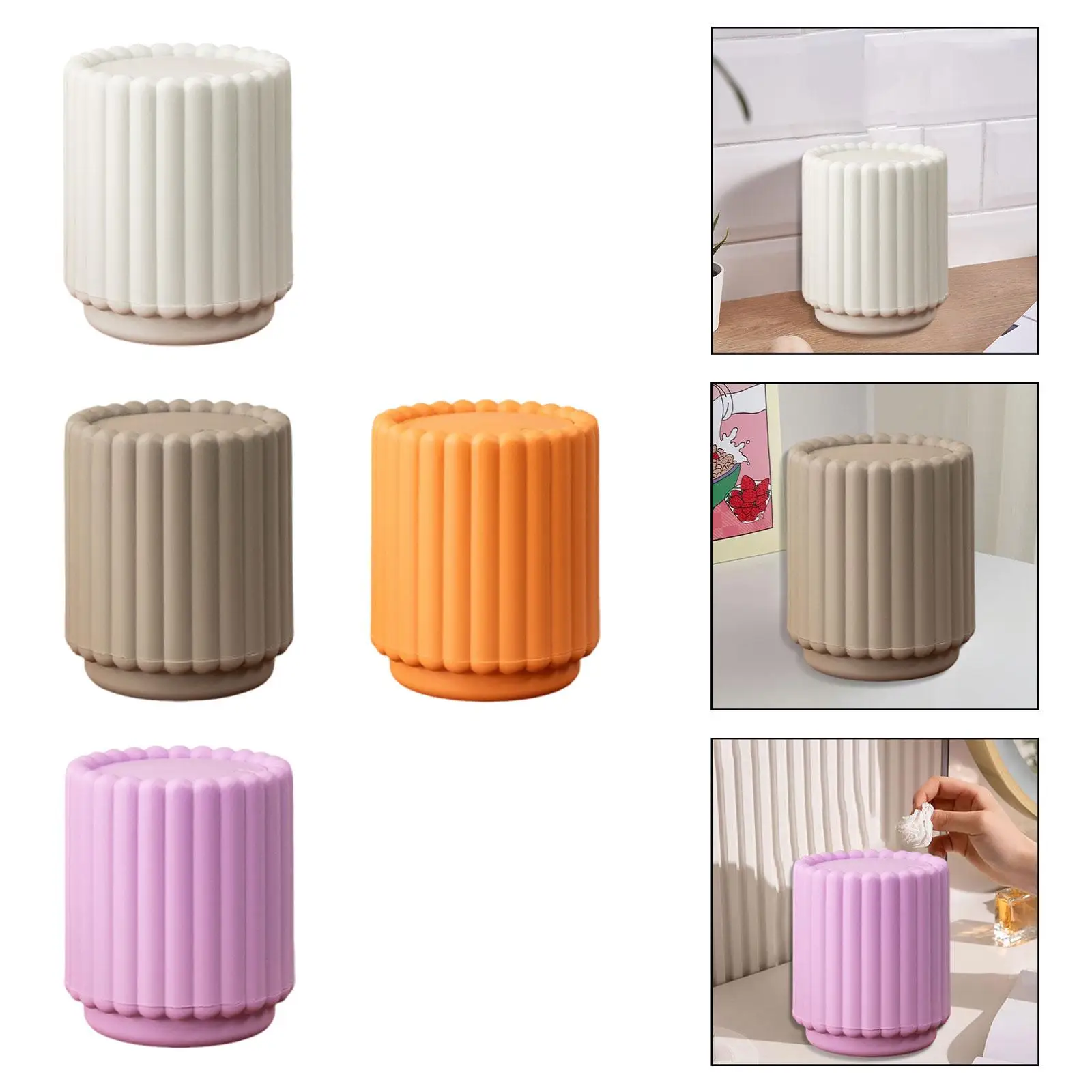 Small Press Top Desktop Trash Can Accessories Tabletop Garbage Can